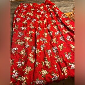 VTG Liz Red Floral Maxi Skirt